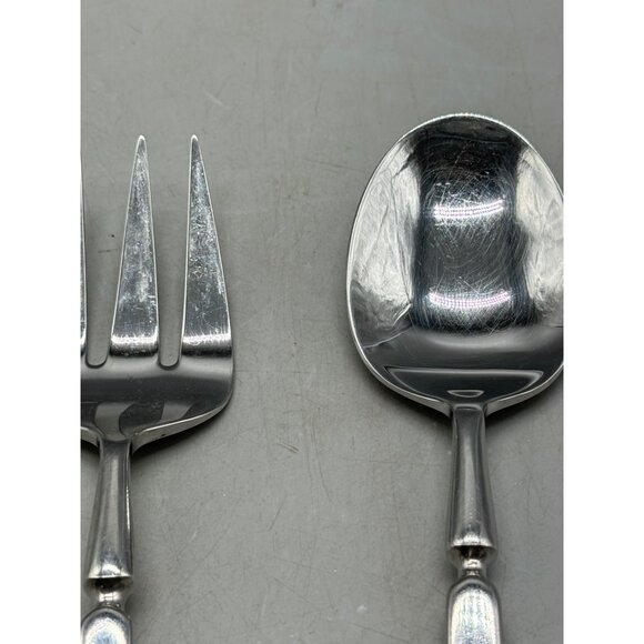 Vintage serving Fork & Spoon Set elegant  9" pewter ? READ - Picture 4 of 8